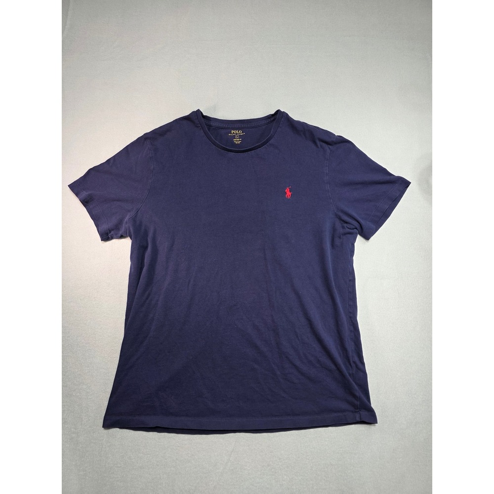 Polo Ralph Lauren Mens Custom Fit Navy Blue Red Pony Logo T-Shirt Large